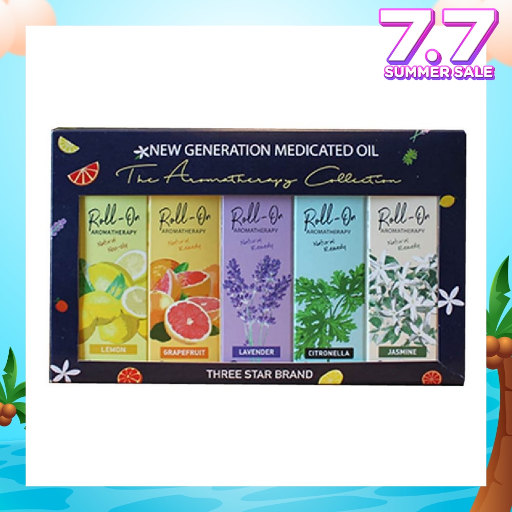 Aromatherapy Roll-On Natural Collection Gift Set consist Non-Oily Roll On Lemon 10ml + Natural Remedy Roll-On Grapefruit 10ml + Natural Remedy Roll-On Lavender 10ml + Natural Remedy Roll-On Citronella 10ml + Natural Remedy Roll-On Jasmine 10ml