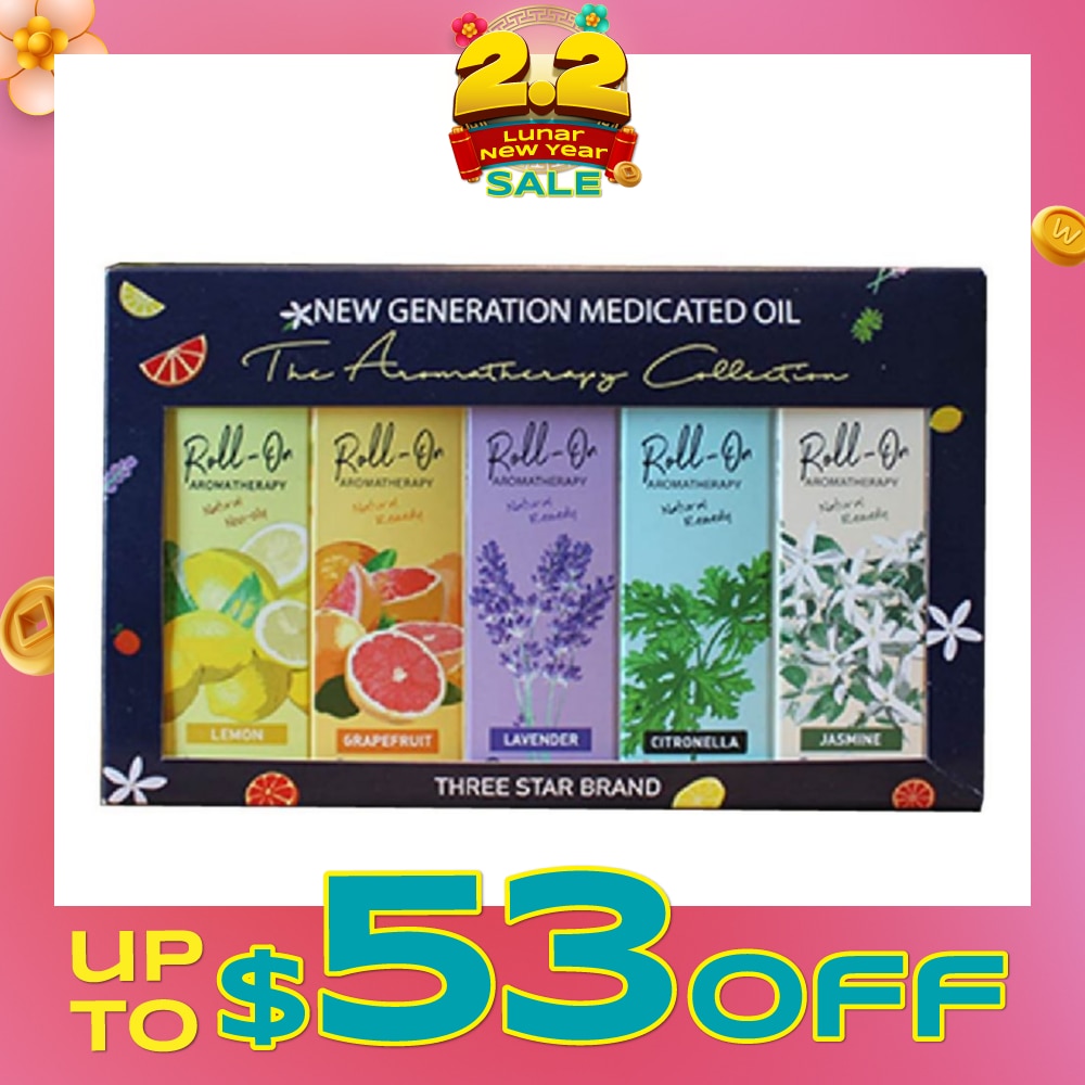 Aromatherapy Roll-On Natural Collection Gift Set consist Non-Oily Roll On Lemon 10ml + Natural Remedy Roll-On Grapefruit 10ml + Natural Remedy Roll-On Lavender 10ml + Natural Remedy Roll-On Citronella 10ml + Natural Remedy Roll-On Jasmine 10ml