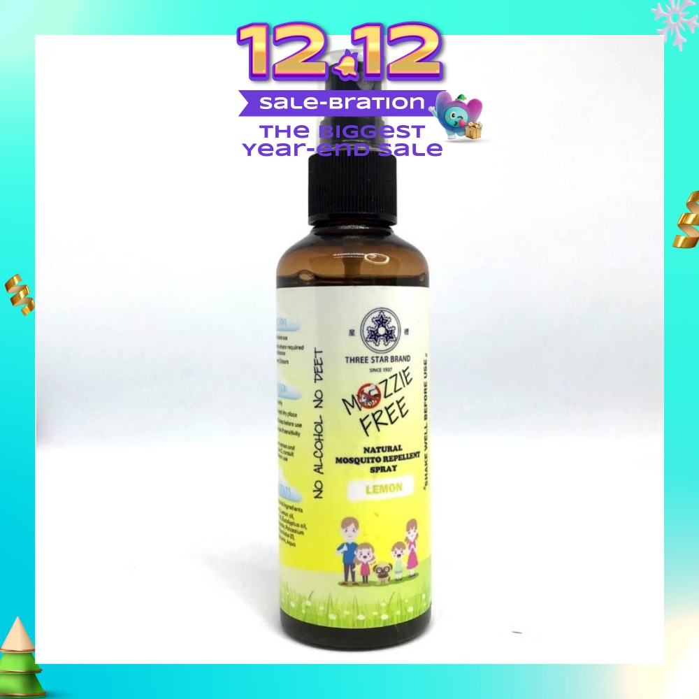 Mozzie Free Natural Mosquito Repellent Spray Lemon No Alcohol No Deet (Safe for Both Adults & Children) 90ml (Expiry: Feb`2026)