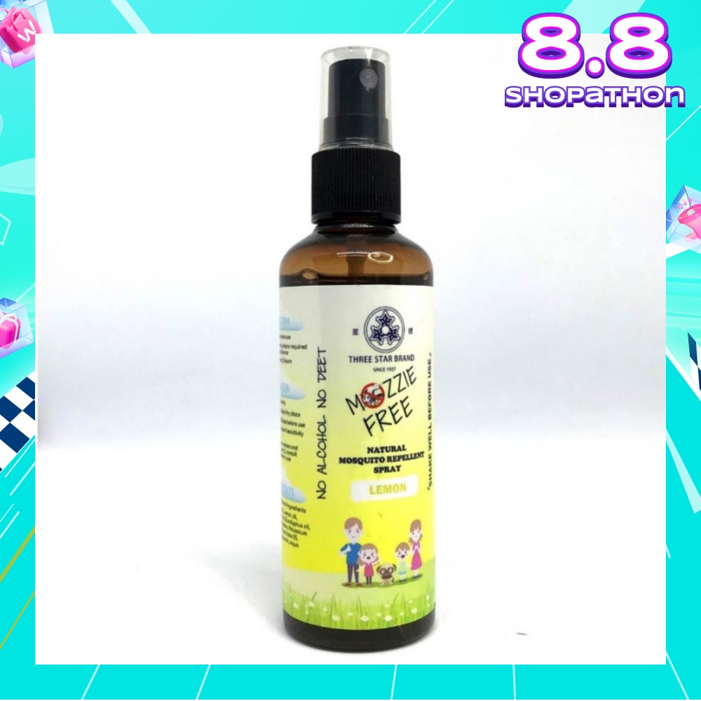 Mozzie Free Natural Mosquito Repellent Spray Lemon No Alcohol No Deet (Safe for Both Adults & Children) 90ml (Expiry: Feb`2026)