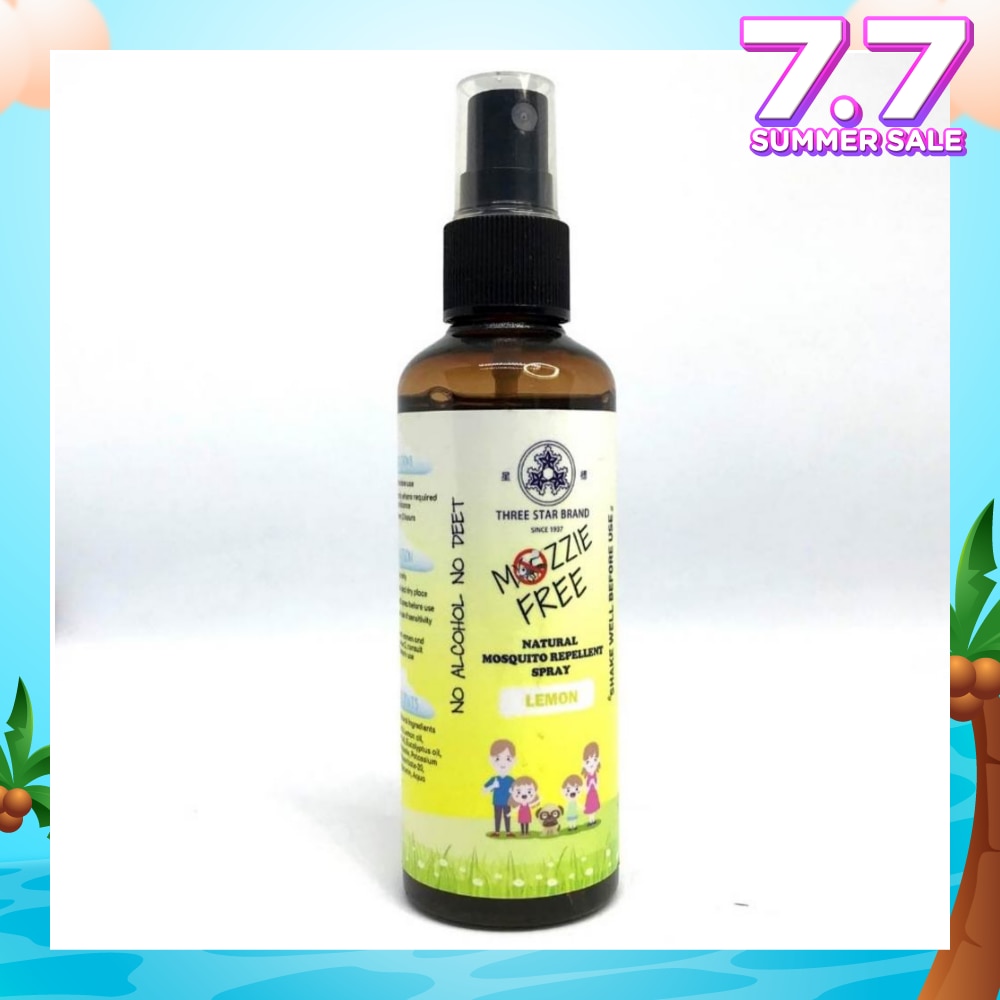 Mozzie Free Natural Mosquito Repellent Spray Lemon No Alcohol No Deet (Safe for Both Adults & Children) 90ml (Expiry: Feb`2026)