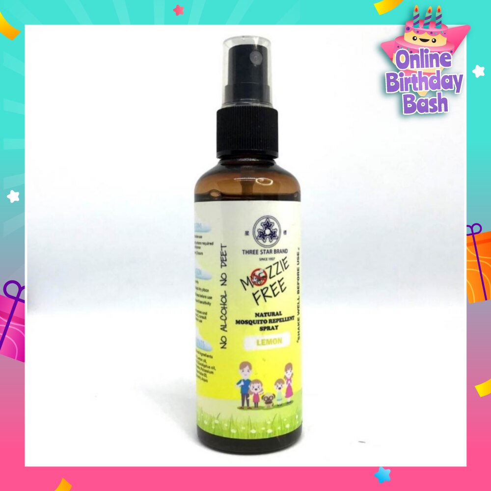 Mozzie Free Natural Mosquito Repellent Spray Lemon No Alcohol No Deet (Safe for Both Adults & Children) 90ml (Expiry: Feb`2026)