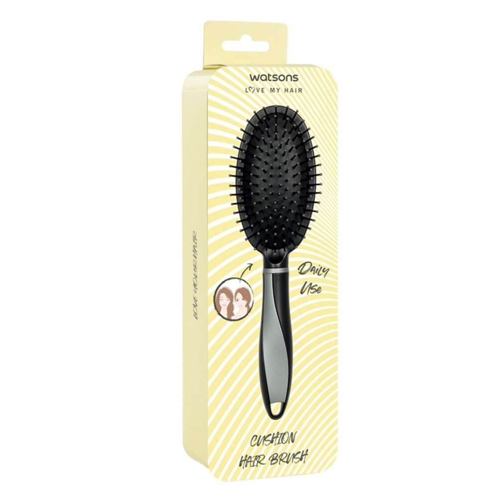 Easy Grip Rubber Handle Cushion Hair Brush Black 1s