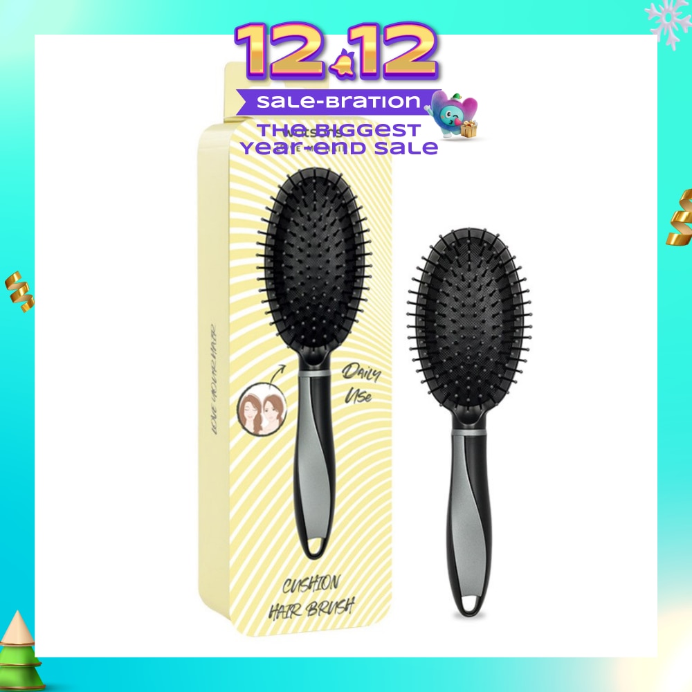 Easy Grip Rubber Handle Cushion Hair Brush Black 1s