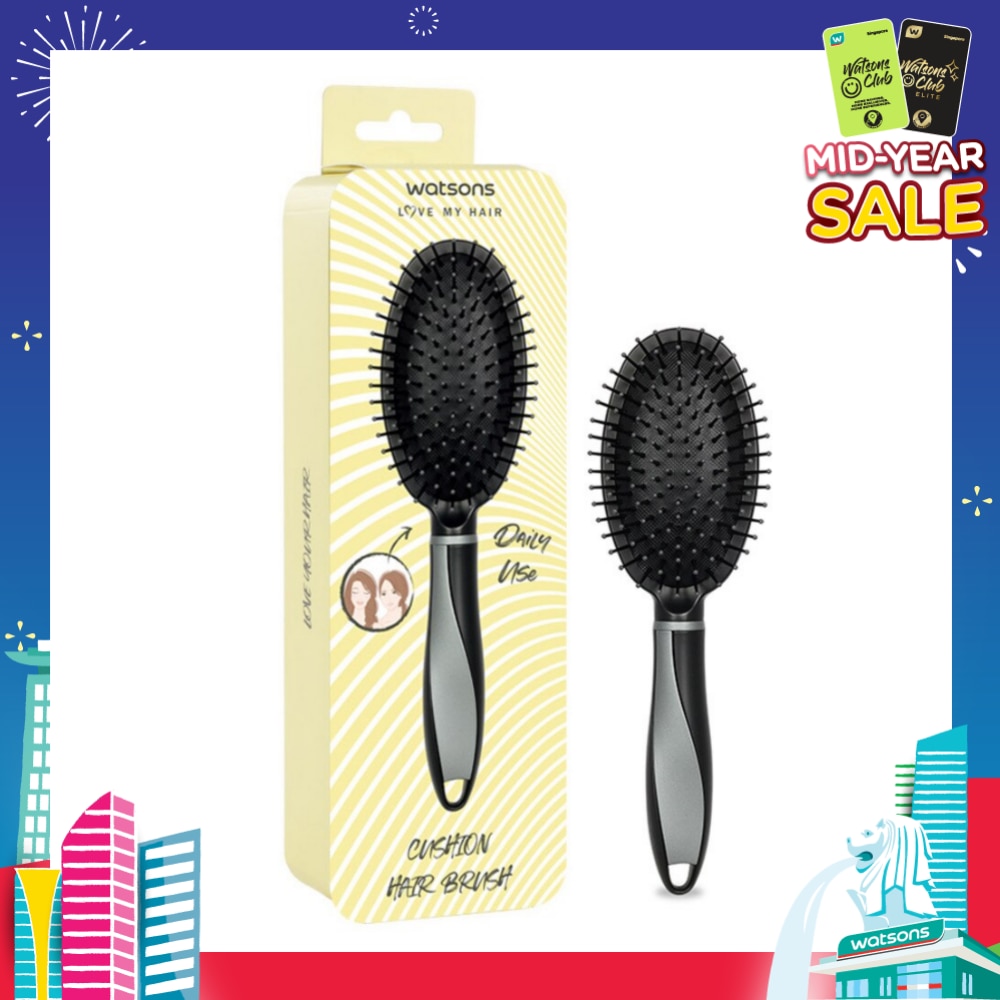 Easy Grip Rubber Handle Cushion Hair Brush Black 1s