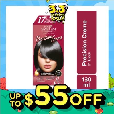 HAIR SYSTEM BY WATSONS Precision Crème Hair Cream Colourant 01 Black (100% Grey Coverage) 130ml