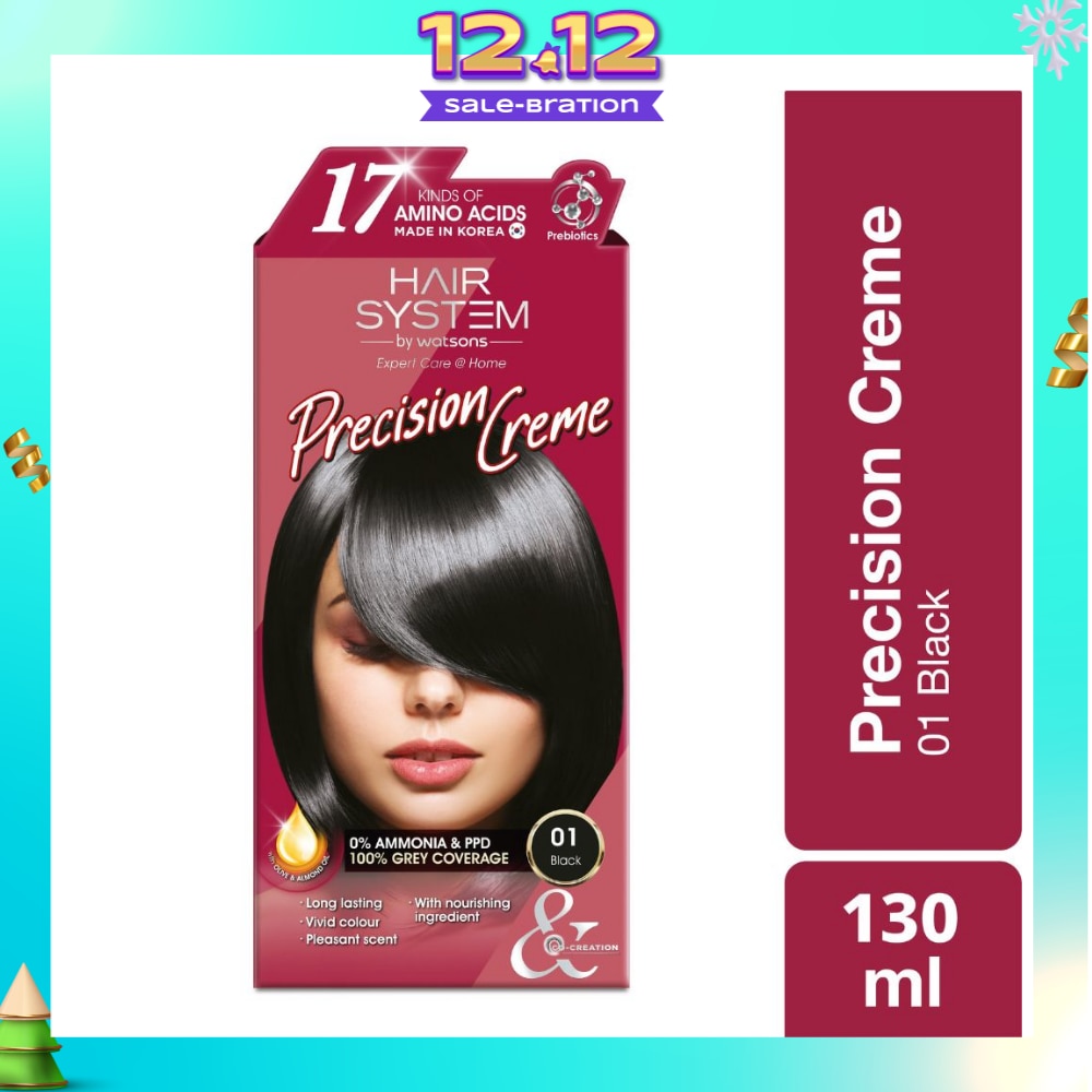 Precision Crème Hair Cream Colourant 01 Black (100% Grey Coverage) 130ml