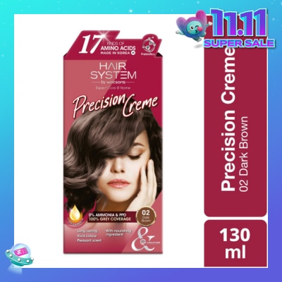 HAIR SYSTEM BY WATSONS Precision Crème Hair Cream Colourant 02 Dark Brown (100% Grey Coverage) 130ml