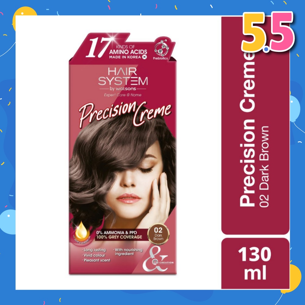 Precision Crème Hair Cream Colourant 02 Dark Brown (100% Grey Coverage) 130ml