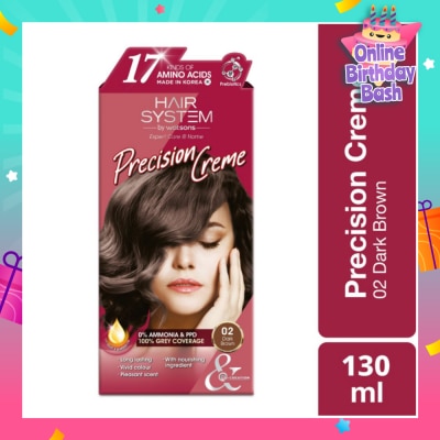 HAIR SYSTEM BY WATSONS Precision Crème Hair Cream Colourant 02 Dark Brown (100% Grey Coverage) 130ml