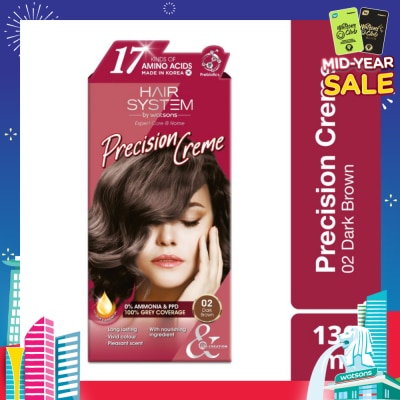 HAIR SYSTEM BY WATSONS Precision Crème Hair Cream Colourant 02 Dark Brown (100% Grey Coverage) 130ml