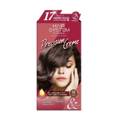 HAIR SYSTEM BY WATSONS Precision Crème Hair Cream Colourant 02 Dark Brown (100% Grey Coverage) 130ml