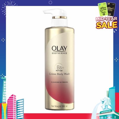 OLAY BODYSCIENCE Cleansing & Firming Crème Body Wash (with B3 + Peptide) 500ml