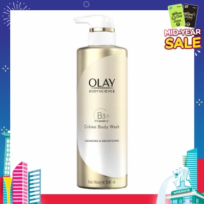 OLAY BODYSCIENCE Cleansing & Brightening Crème Body Wash (with B3 + Vitamin C) 500ml
