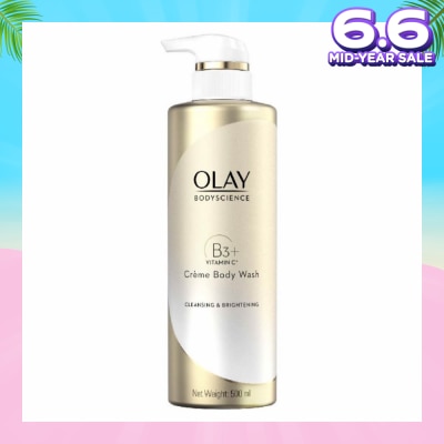 OLAY BODYSCIENCE Cleansing & Brightening Crème Body Wash (with B3 + Vitamin C) 500ml