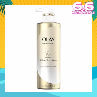 OLAY BODYSCIENCE Cleansing & Brightening Crème Body Wash (with B3 + Vitamin C) 500ml