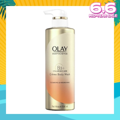 OLAY BODYSCIENCE Cleansing & Nourishing Crème Body Wash (with B3 + Hyaluronic Acid) 500ml