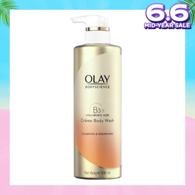 OLAY BODYSCIENCE Cleansing & Nourishing Crème Body Wash (with B3 + Hyaluronic Acid) 500ml