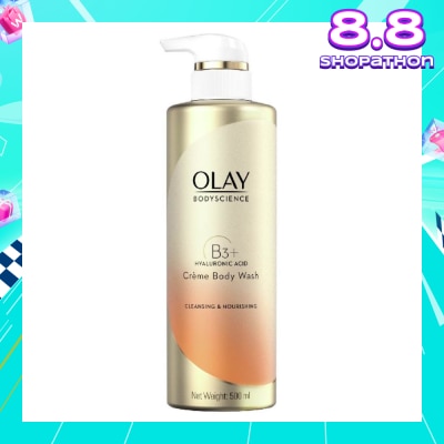 OLAY BODYSCIENCE Cleansing & Nourishing Crème Body Wash (with B3 + Hyaluronic Acid) 500ml