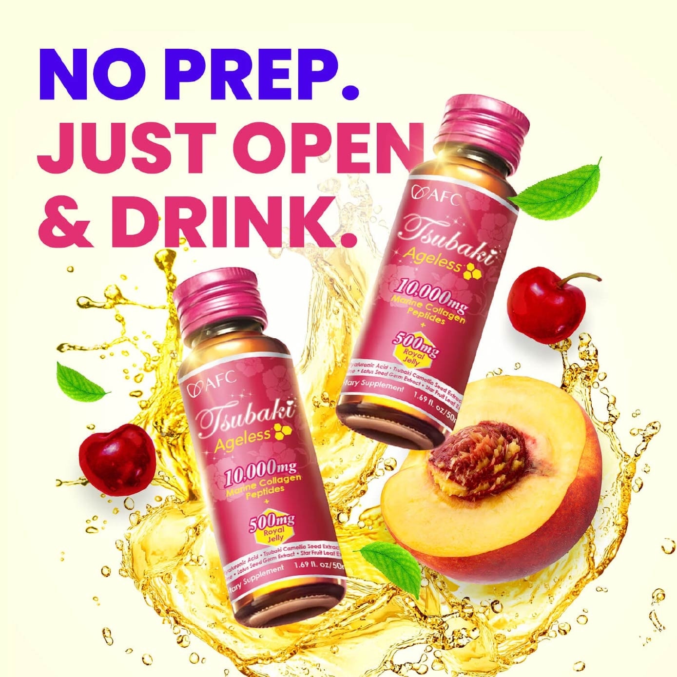 Tsubaki Ageless Collagen Skin Beauty Drink with Royal Jelly (Anti Aging, Radiant Hydrated Skin, Fight Pigmentation, & Acne Scar) 50ml x 10s