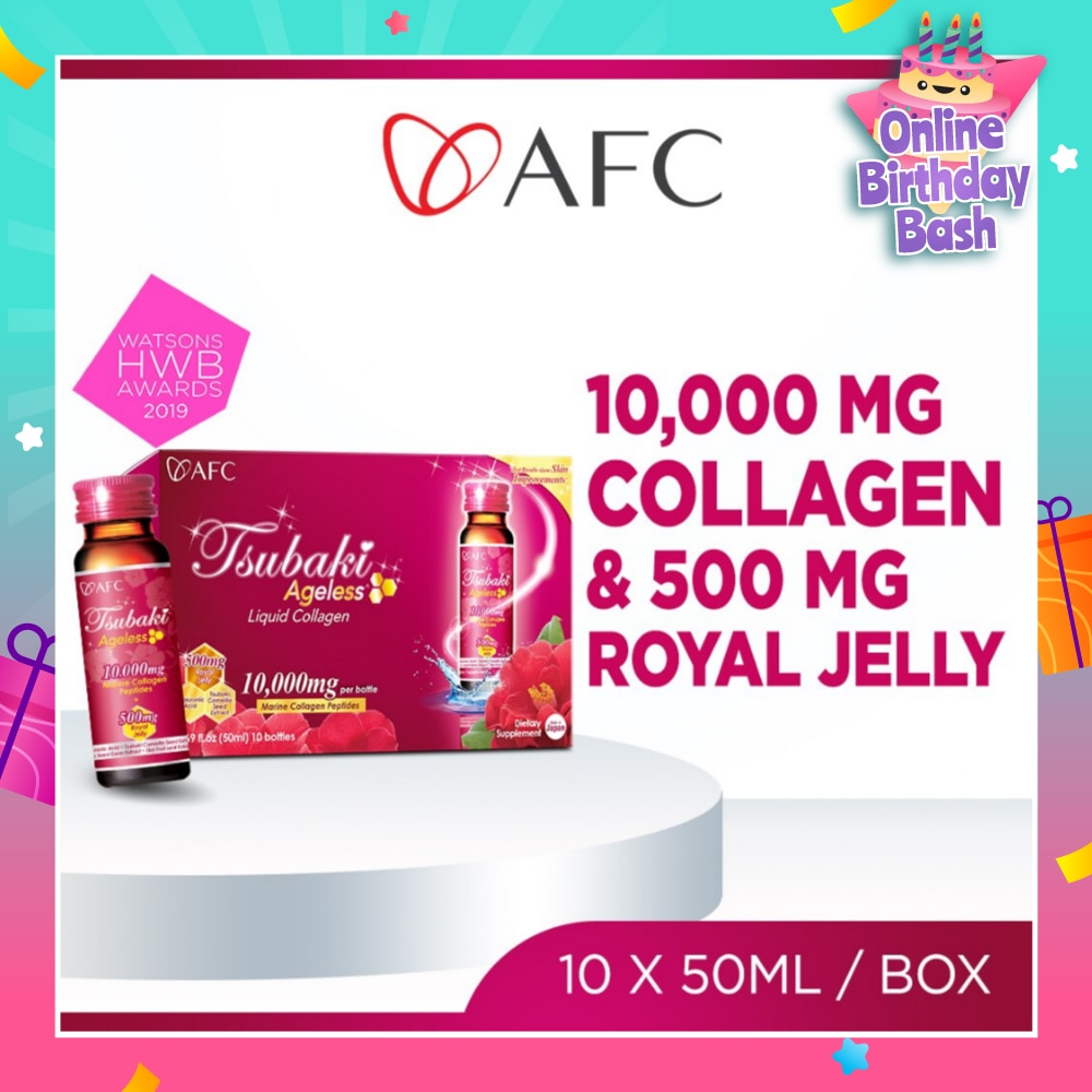 JAPAN Tsubaki Ageless Dietary Supplement bottle (Collagen Drink + Royal Jelly for Anti Aging, Radiant & Hydrated Skin + Fight Pigmentation & Acne Scar) 10s
