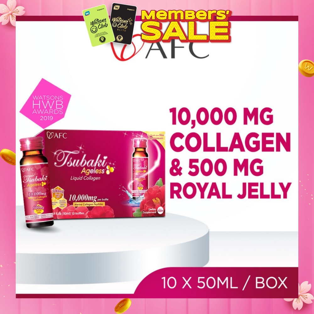 JAPAN Tsubaki Ageless Dietary Supplement bottle (Collagen Drink + Royal Jelly for Anti Aging, Radiant & Hydrated Skin + Fight Pigmentation & Acne Scar) 10s (Expiry: Oct`2026)