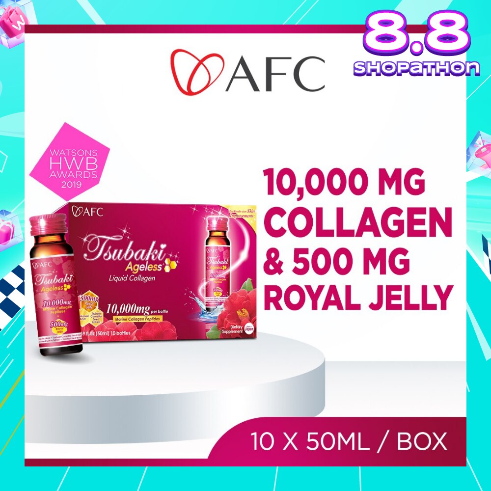 JAPAN Tsubaki Ageless Dietary Supplement bottle (Collagen Drink + Royal Jelly for Anti Aging, Radiant & Hydrated Skin + Fight Pigmentation & Acne Scar) 10s