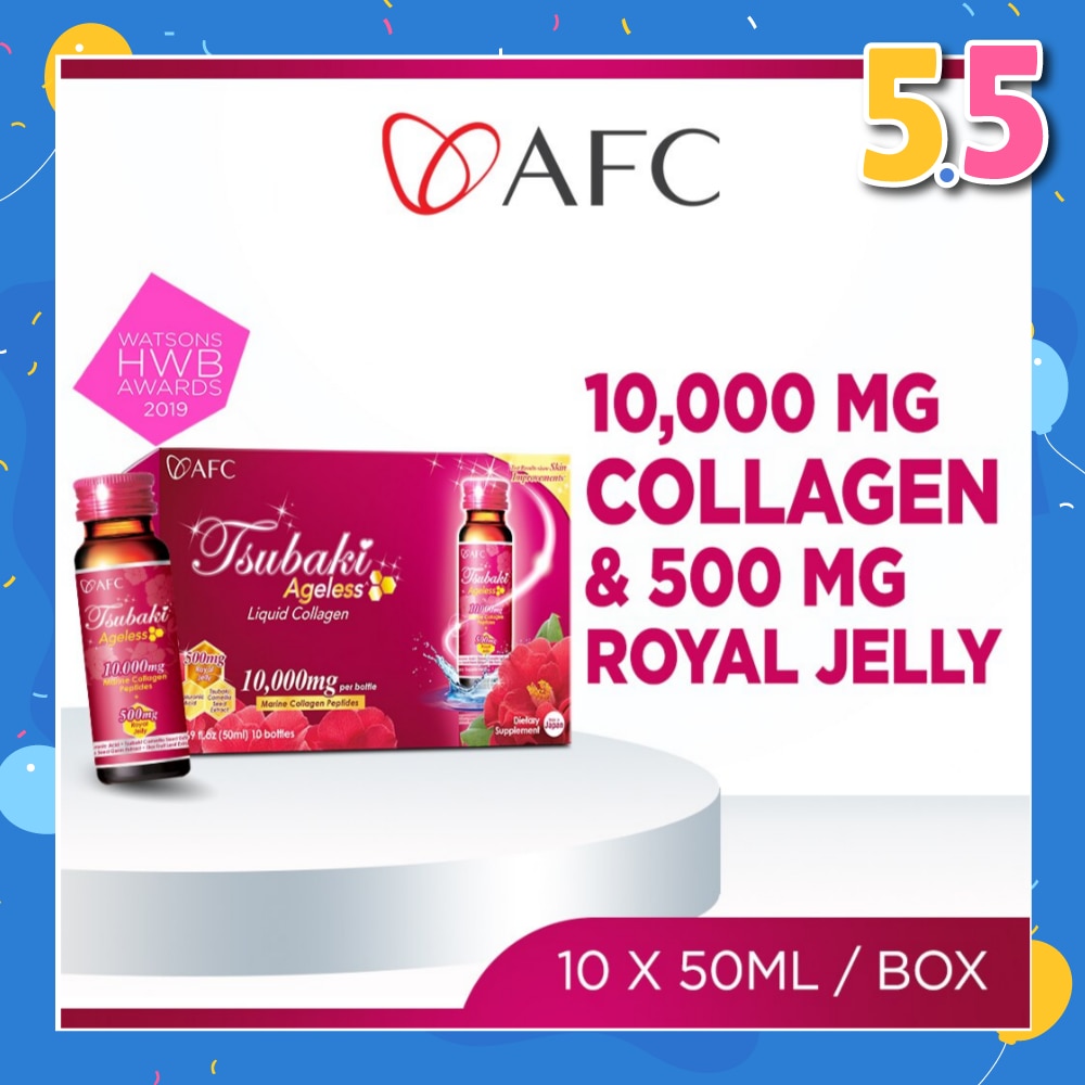 JAPAN Tsubaki Ageless Dietary Supplement bottle (Collagen Drink + Royal Jelly for Anti Aging, Radiant & Hydrated Skin + Fight Pigmentation & Acne Scar) 10s
