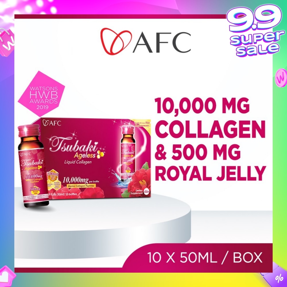JAPAN Tsubaki Ageless Dietary Supplement bottle (Collagen Drink + Royal Jelly for Anti Aging, Radiant & Hydrated Skin + Fight Pigmentation & Acne Scar) 10s
