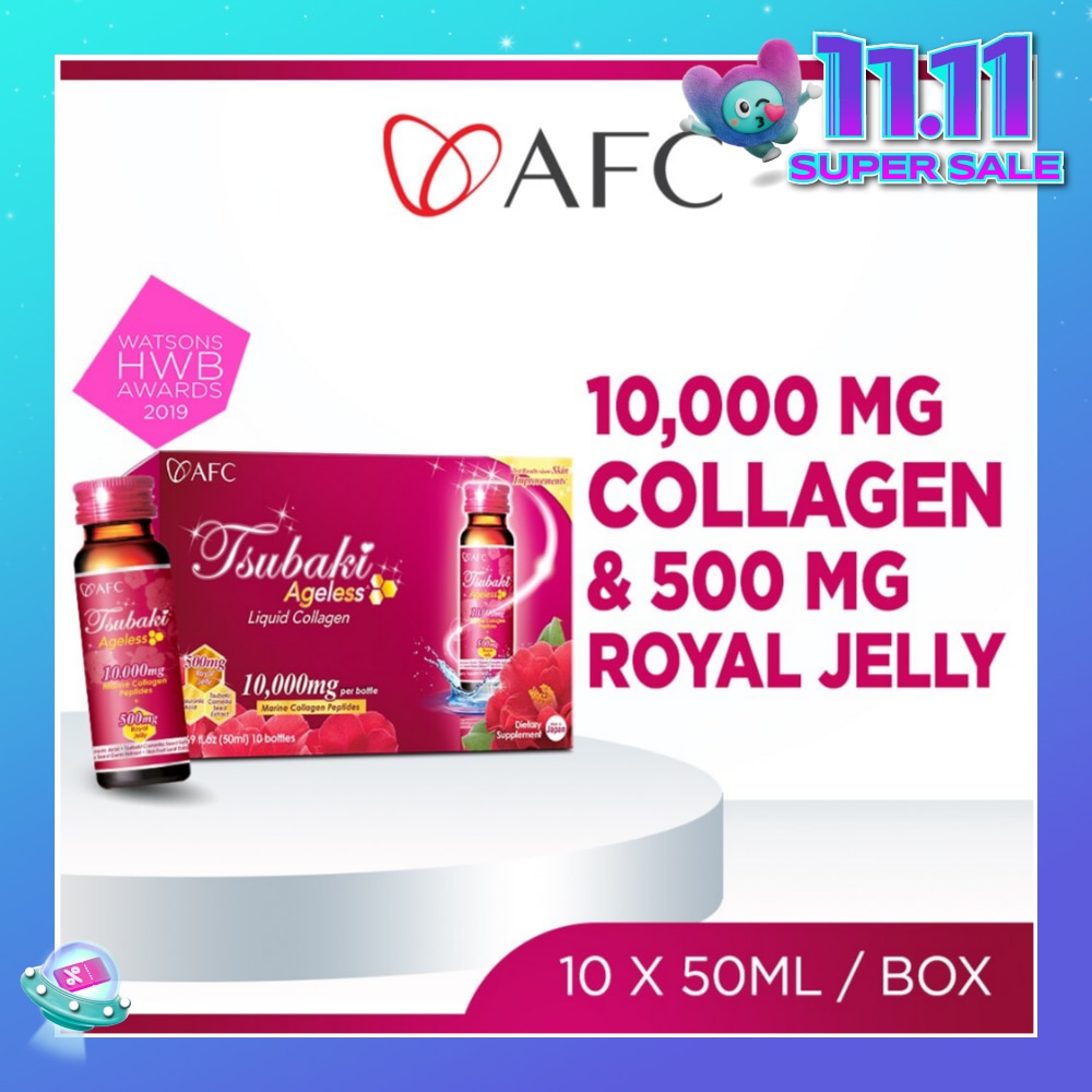 JAPAN Tsubaki Ageless Dietary Supplement bottle (Collagen Drink + Royal Jelly for Anti Aging, Radiant & Hydrated Skin + Fight Pigmentation & Acne Scar) 10s