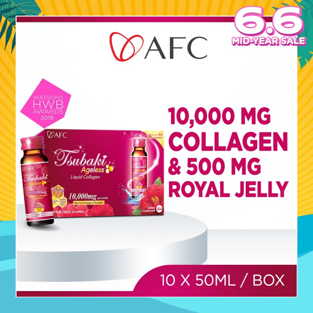 JAPAN Tsubaki Ageless Dietary Supplement bottle (Collagen Drink + Royal Jelly for Anti Aging, Radiant & Hydrated Skin + Fight Pigmentation & Acne Scar) 10s