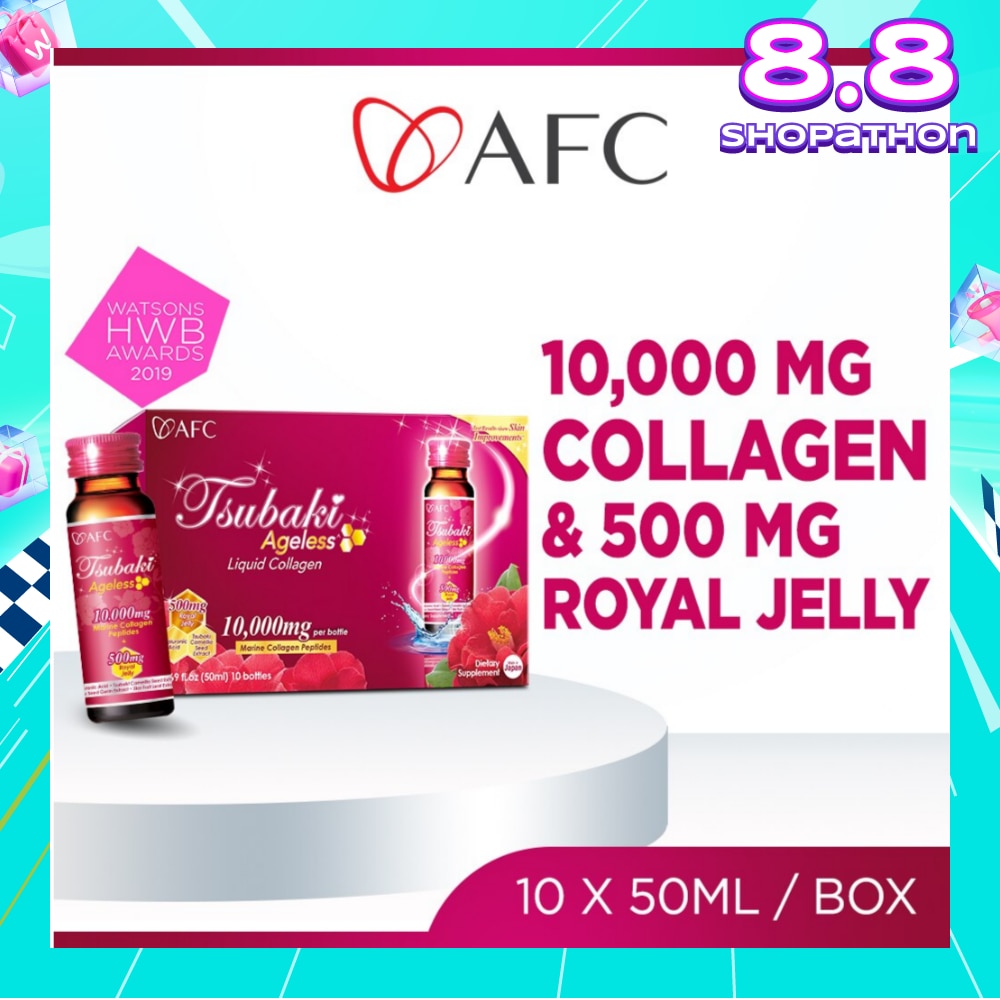 JAPAN Tsubaki Ageless Dietary Supplement bottle (Collagen Drink + Royal Jelly for Anti Aging, Radiant & Hydrated Skin + Fight Pigmentation & Acne Scar) 10s