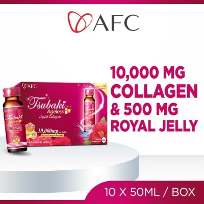 AFC - Tsubaki Ageless Collagen Skin Beauty Drink with Royal Jelly (Anti Aging, Radiant Hydrated Skin, Fight Pigmentation, & Acne Scar) 50ml x 10s