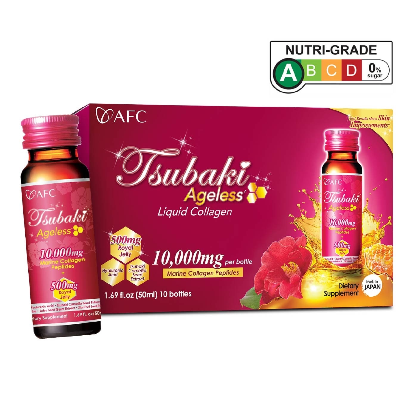 Tsubaki Ageless Collagen Skin Beauty Drink with Royal Jelly (Anti Aging, Radiant Hydrated Skin, Fight Pigmentation, & Acne Scar) 50ml x 10s