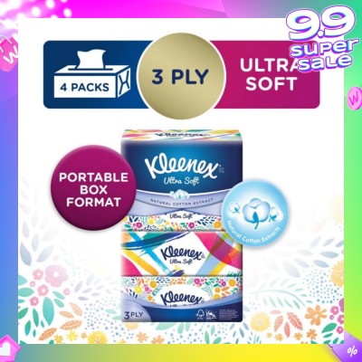 KLEENEX 3ply Floral Facial Tissues Softpack (Natural Cotton Extracts) 130s x 4pack