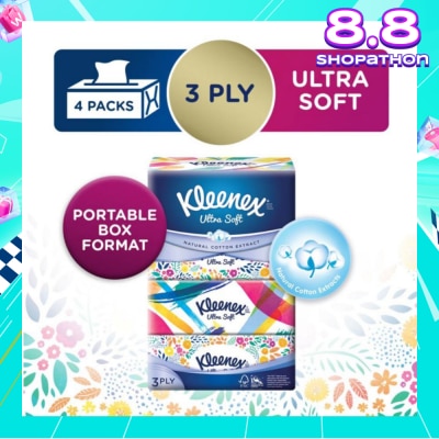 KLEENEX 3ply Floral Facial Tissues Softpack (Natural Cotton Extracts) 130s x 4pack