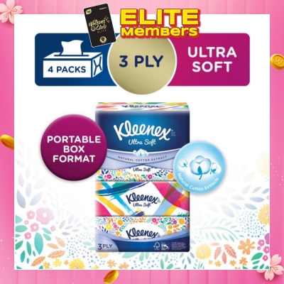 KLEENEX 3ply Floral Facial Tissues Softpack (Natural Cotton Extracts) 130s x 4pack