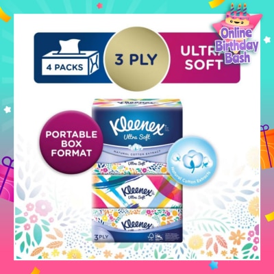KLEENEX 3ply Floral Facial Tissues Softpack (Natural Cotton Extracts) 130s x 4pack