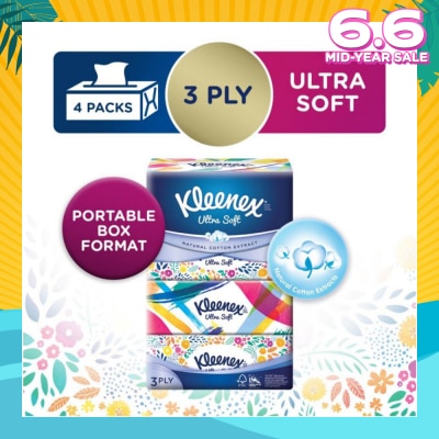 KLEENEX 3ply Floral Facial Tissues Softpack (Natural Cotton Extracts) 130s x 4pack