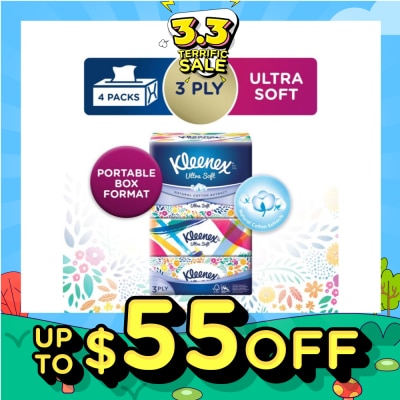 KLEENEX 3ply Floral Facial Tissues Softpack (Natural Cotton Extracts) 130s x 4pack