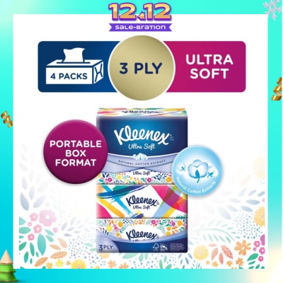 KLEENEX 3ply Floral Facial Tissues Softpack (Natural Cotton Extracts) 130s x 4pack