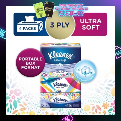 KLEENEX 3ply Floral Facial Tissues Softpack (Natural Cotton Extracts) 130s x 4pack