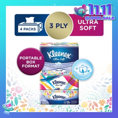 KLEENEX 3ply Floral Facial Tissues Softpack (Natural Cotton Extracts) 130s x 4pack