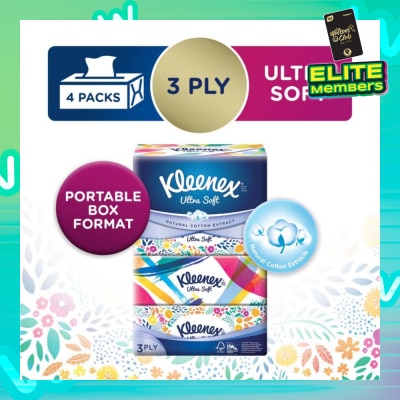 KLEENEX 3ply Floral Facial Tissues Softpack (Natural Cotton Extracts) 130s x 4pack