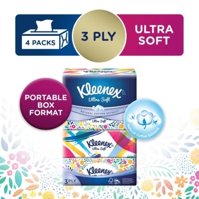 KLEENEX 3ply Floral Facial Tissues Softpack (Natural Cotton Extracts) 130s x 4pack