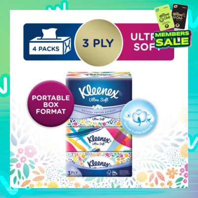 KLEENEX 3ply Floral Facial Tissues Softpack (Natural Cotton Extracts) 130s x 4pack