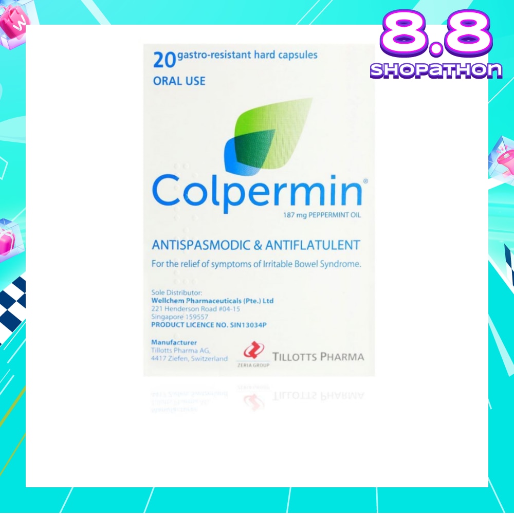 Antispasmodic & Antiflatulent 187mg Peppermint Oil Hard Capsule (For The Relief Of Symptoms Of Irritable Bowel Syndrome) 20s