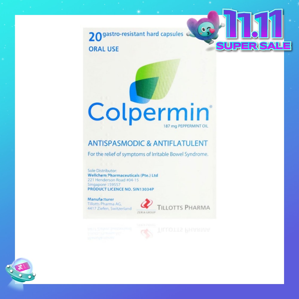 Antispasmodic & Antiflatulent 187mg Peppermint Oil Hard Capsule (For The Relief Of Symptoms Of Irritable Bowel Syndrome) 20s