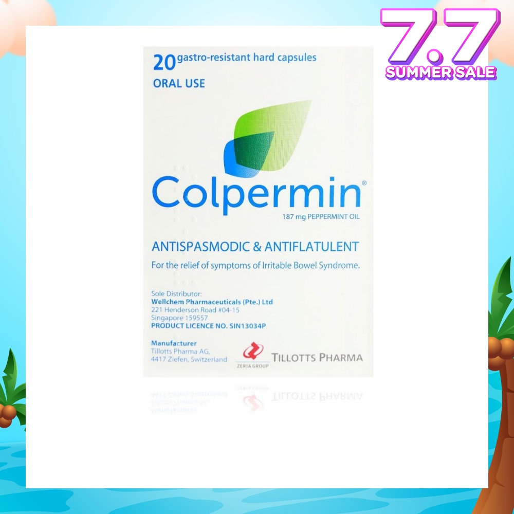 Antispasmodic & Antiflatulent 187mg Peppermint Oil Hard Capsule (For The Relief Of Symptoms Of Irritable Bowel Syndrome) 20s