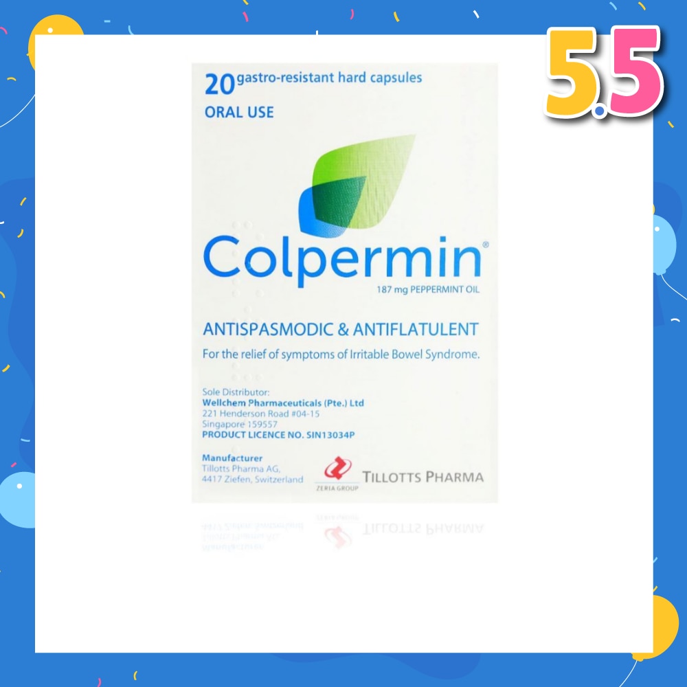 Antispasmodic & Antiflatulent 187mg Peppermint Oil Hard Capsule (For The Relief Of Symptoms Of Irritable Bowel Syndrome) 20s